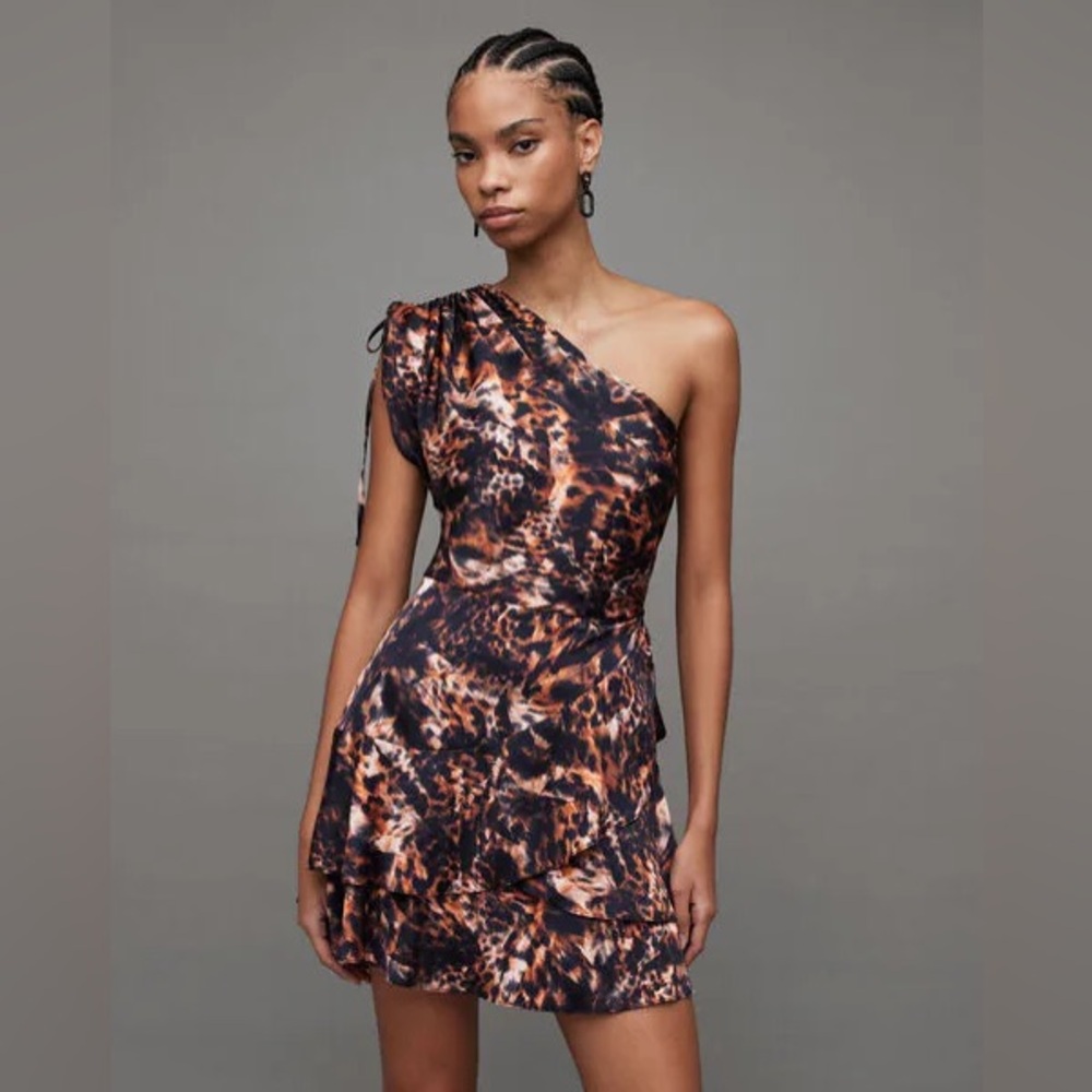 All Saints Cayla One Shoulder Mini Dress